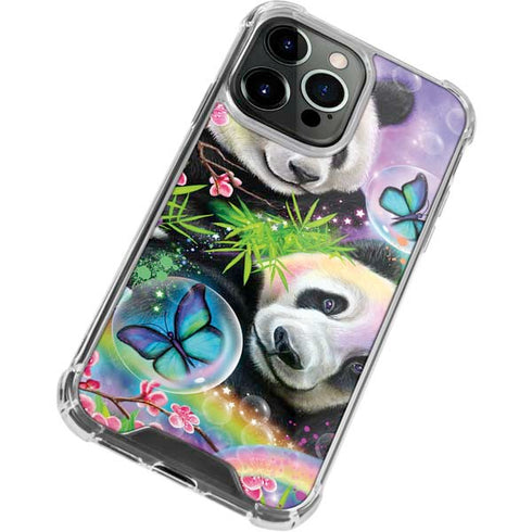 Rainbow Pandas with Butterflies by Sheena Pike iPhone 15 Pro Clear Case